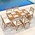 Tangkula 7 Pieces Patio Acacia Wood Dining Set, Outdoor Heavy Duty Rectangular Table with 1.97” Umbrella Hole and 6 Cushioned Chairs, for Deck, Garden and Backyard