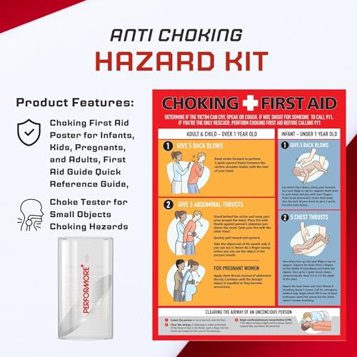 Image of Performore Choking Poster Magnetic Back with Choke Tester Included for Infants, Children, Adults, and Pregnant Women