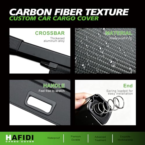 HAFIDI® Cargo Cover for 2021-2026 Ford Bronco 4-Door Retractable Trunk Cargo Cover Bronco Accessories Anti-Peeping Anti-Theft Privacy Screen,Trunk Luggage Shield Shade Carbon Fiber Texture by HAFIDI - Used condition - Image 2