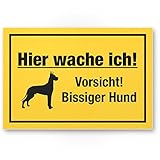 IHR HUNDESCHILD FÜR DEN GARTENZAUN: Ein Warnhinweis / Hinweis, dass Vorsicht vor dem freilaufenden oder bissigen Hund auf dem Grundstück geboten ist. Warnschild mit Info - Betreten auf eigene Gefahr