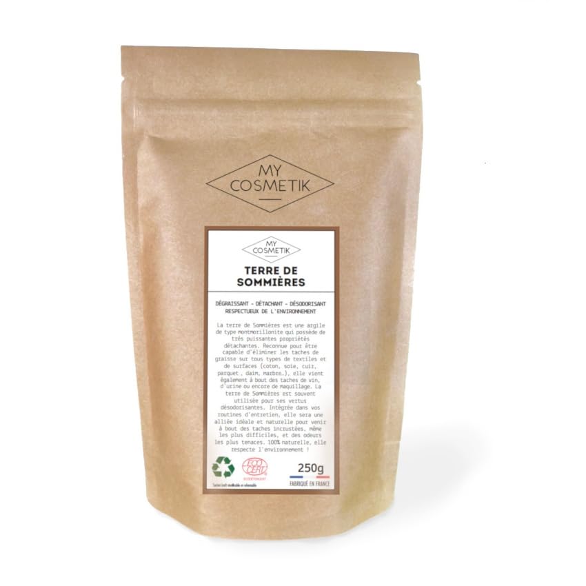MyCosmetik - Terre de Sommières Ecodétergent Ecocert - 100% d'origine minérale - Fabriqué en France - 250 g - en sachet kraft