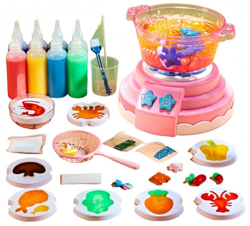 Buccvut子供用おままごと鍋セット DIY調理おもちゃ ぷにょぷにょクッキング バブルエジソン ごっこ遊び用 ポータブル (8本です,ピンクです)