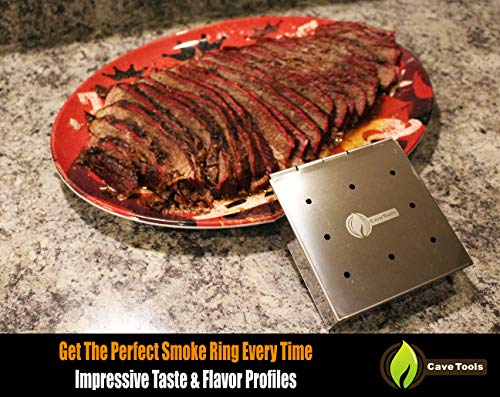 Smoker Box for BBQ Grill Wood Chips - 25% Thicker Stainless Steel Won\'t WARP - Compact Size for Charcoal & Gas Barbecue Meat Smoking with Hinged Lid - Best Grilling Accessories Gift Idea for Dad