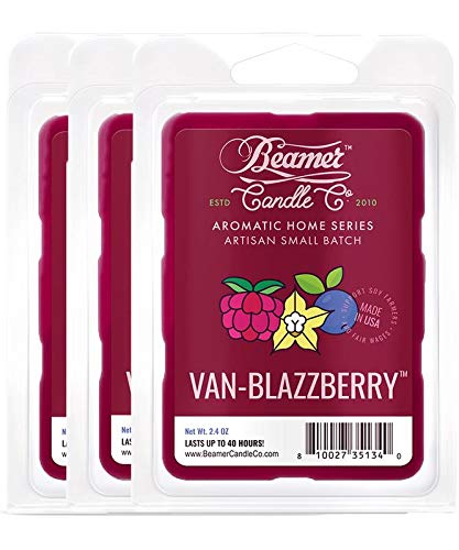 Beamer Candle Co. - Van-Blazzberry Wax Melt – Sweet Vanilla & Tangy Berry Scent – 3 Packs of 6 Cubes – Odor Eliminating – High Fragrance – 40 Hour Burn Time