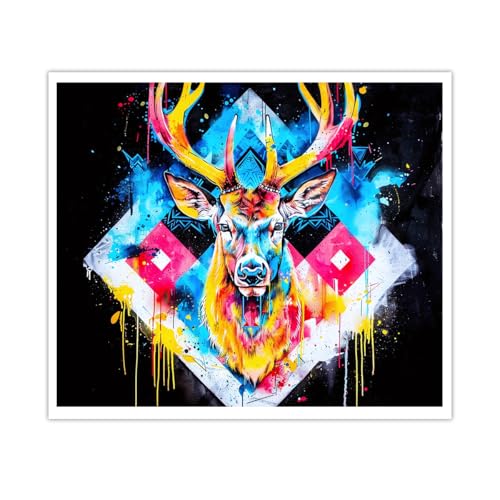 Affiche toile girafe graffiti colorée 40x50cm pour salon
