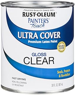 Rust-Oleum 242057 Painter's Touch Latex Paint, Quart, Gloss Clear,1 Quarts (Pack of 1)