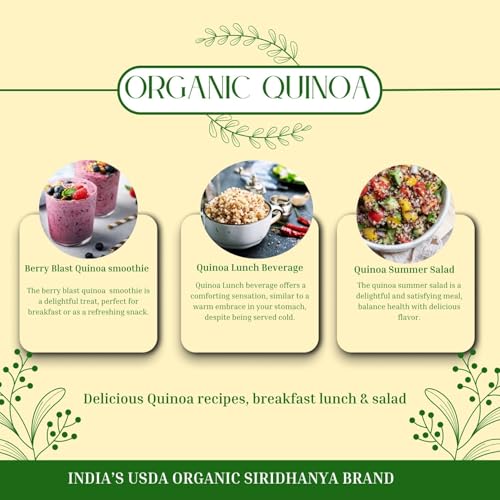 Image of Siridhanya Unpolished Quinoa Whole Grain, 900g, Pack of 1 | Gluten Free, Rich in Protein, High in Iron & Fiber, Naturally Grown from Andhra Pradesh, Including Jar