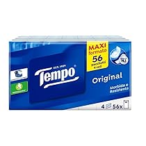 Tempo Pacchetti di Fazzoletti di Carta Tascabili Classic, 56 Pacchetti da 9 Fazzolettini Monouso, 4 Veli, Resistente in Lavatrice