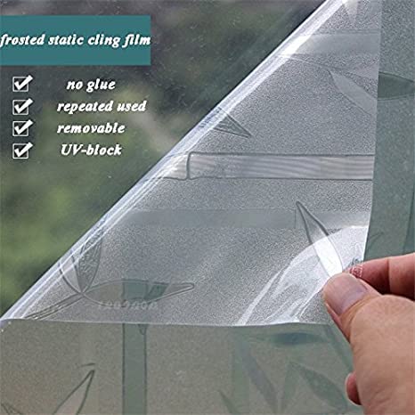 Image of WISDOM Privacy Window Film Frosted Glass Film No Glue Anti-UV Window Sticker Non Adhesive for Privacy Office Meeting Room Bathroom Living Room (Bamboo Glass Frosted, 12 x 50 inch)