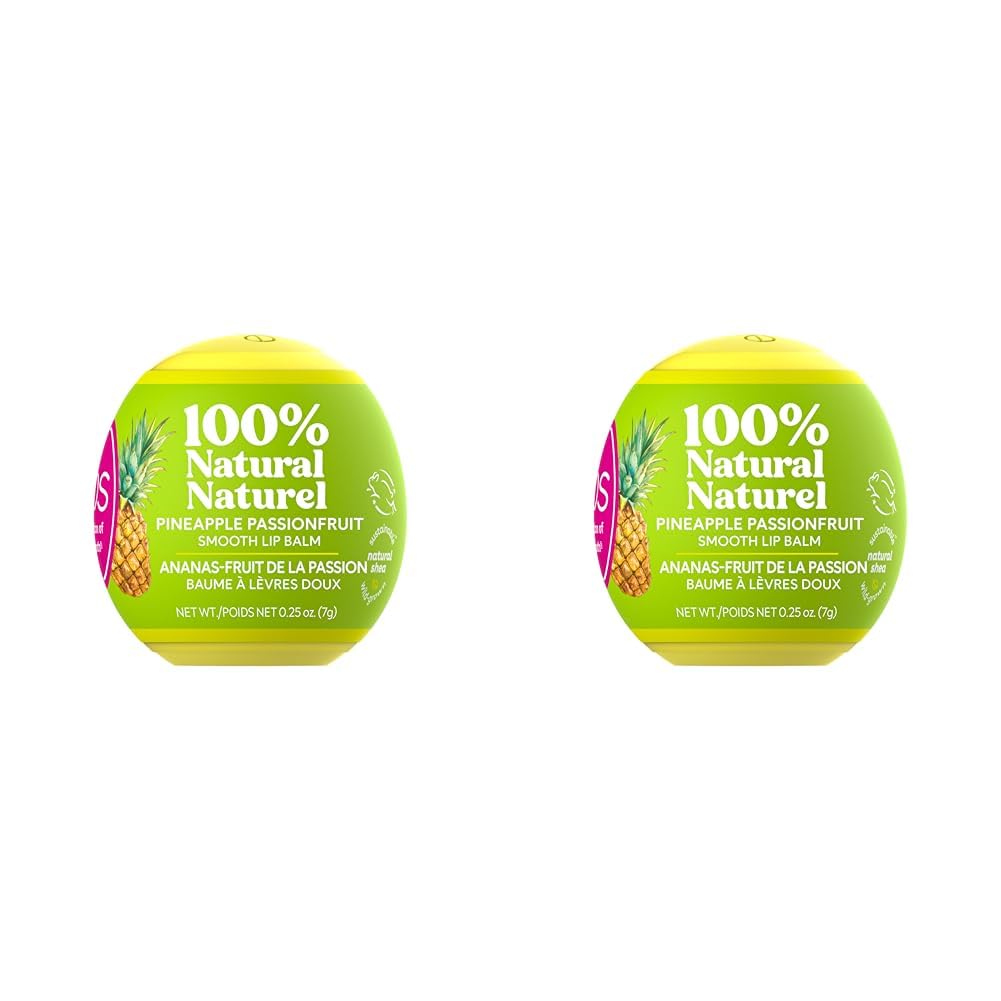 100% Natural Lip Balm- Pineapple Passionfruit, All-Day Moisture, Made for Sensitive Skin, Lip Care Products, 0.25 oz (Pack of 2)