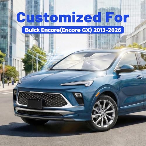 Image of Car Windshield Sun Shade for Buick Encore /Encore GX 2013-2026 -[Reflective Coated Fabric] Sunshade Umbrella for Front Window, Car Shades Sun Visor Keep Car Cool and Protects Interior, 1:1 Exact Fit