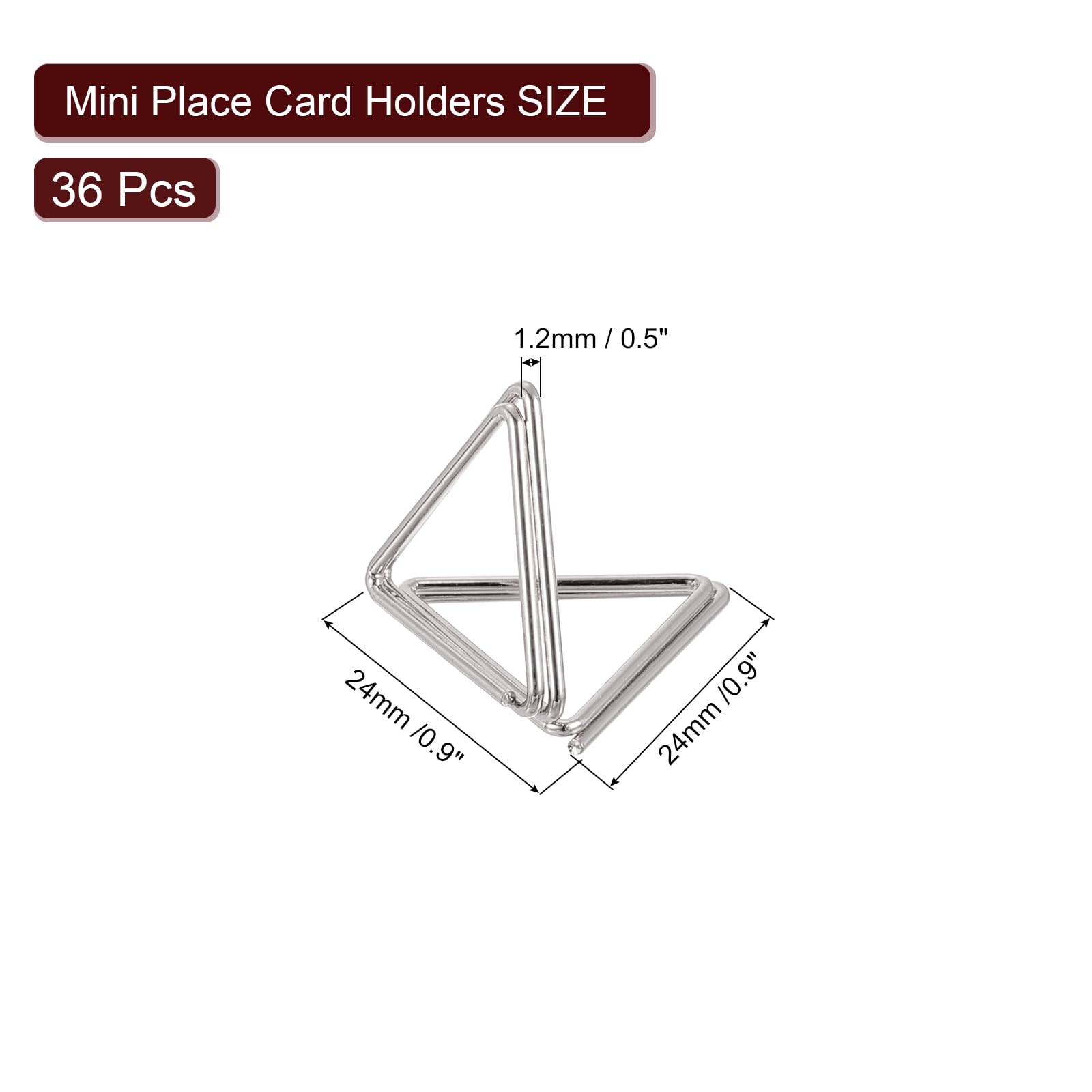 Uxcell 36Pcs Triangle Shape Table Number Holders Mini Place Card Holders Carbon Steel Picture Holders for Tables Centerpieces, Wedding Reception, Parties, Banquets, Silvery - Image 2