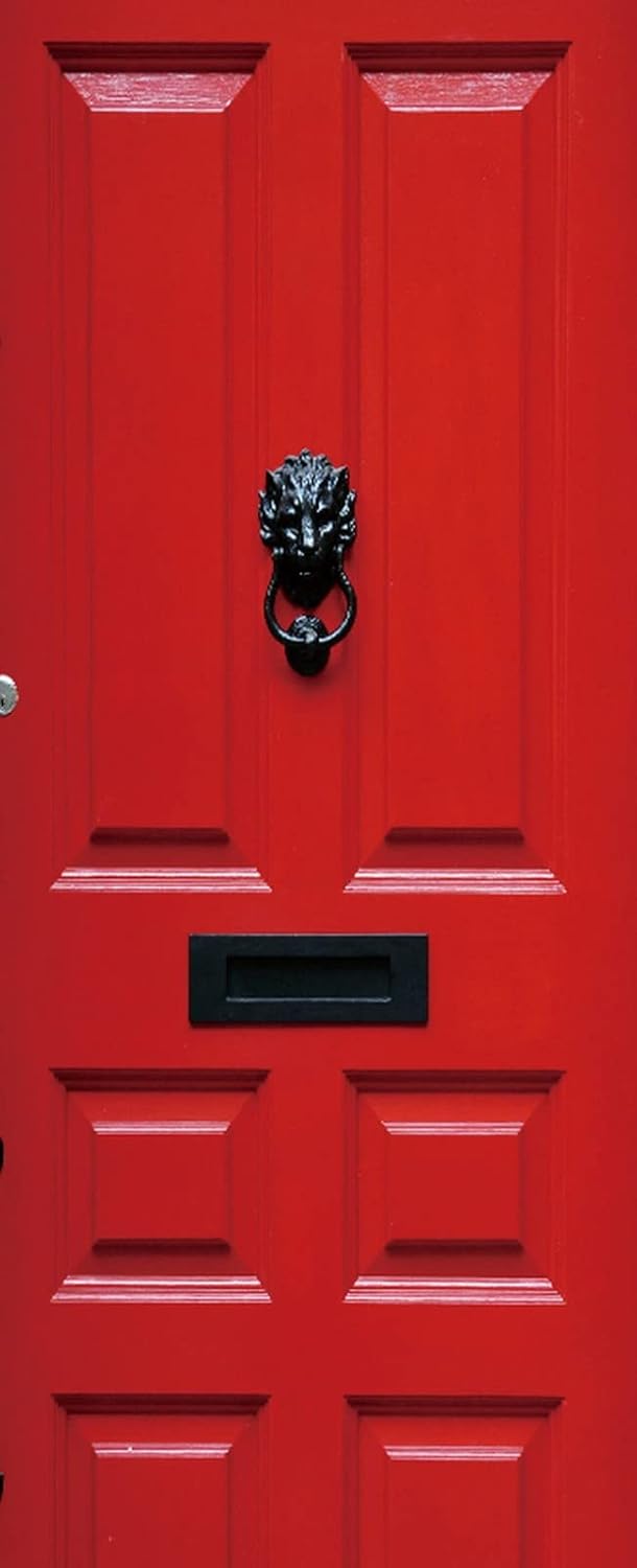 3D Door Stickers for Interior Doors A Red Front Door of A London Town House Vinyl Removable Self Adhesive Door Poster Wallpaper Mural Decals for Bedroom Office Bathroom 95 x 215 cm