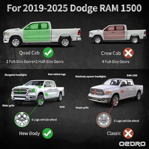 Estribos laterales para Dodge Ram 1500 2019-2025 negro miniatura 2