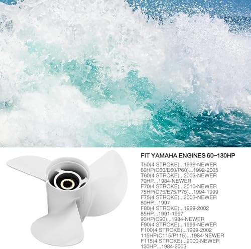 Image of OEM Upgrade Aluminum Outboard Moto Boat Propeller fit Yamaha Engines 60-115 HP, 13.25x17p,13.5x15p,13x19p,13x17p-4B 15 Spline Tooth