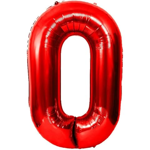 Birthday Balloons 40" Number Balloon w/Blow Up Straw Red Color Part Decorations Long Balloons 53448 (0) Cover