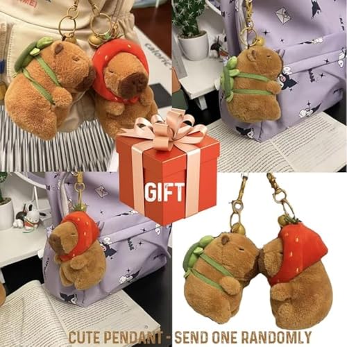 Geerta Cute Plush Capybara Slippers for Women Girls Daughters - 2PCS Capybara Stuffed Keychain Kawaii Christmas Gift Set, Fuzzy House Slippers Warm Fluffy Indoor Comfort Wear Shoes2