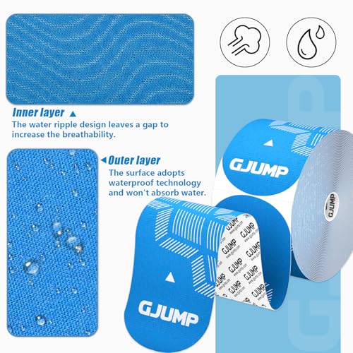 Image of Kinesiology Tape, 40 Count Precut Strips 2 Rolls Original Cotton Tape | Elastic Athletic Tape for Muscle Strain Relief & Joint Support, Latex Free Kinetic Tape, Waterproof & Breathable Sports Tape