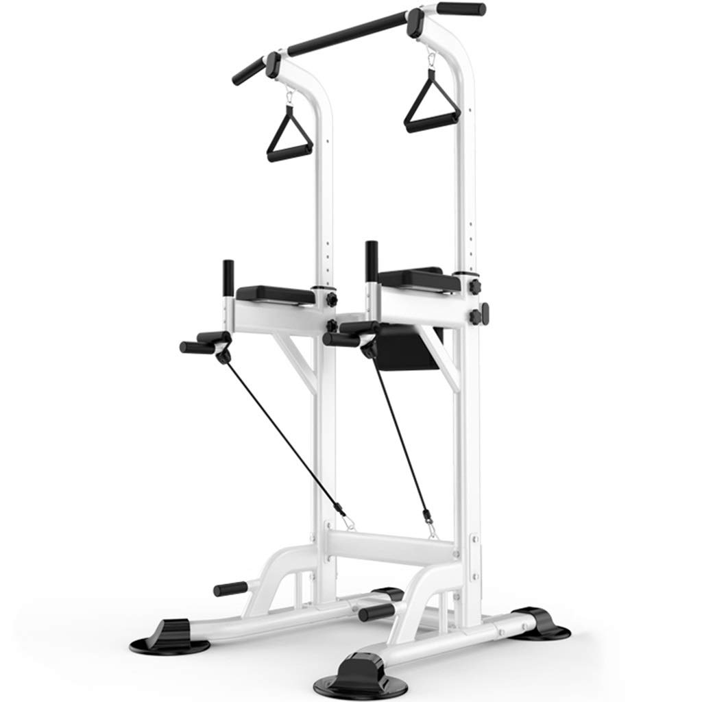 Power Tower Strength Training Dip Stands Indoor Single Pole Fitness Station,Office Fitness Workout Station,Home Youth Sports Fitness Equipment,Load Bearing 300kg (Color : White, Size : 90230cm)