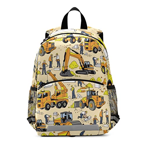 Yellow Truck Excavator Kids Backpacks Toddler Backpack for Daycare School, Girls Boys Preschool Bookbags Kindergarten School Backpack