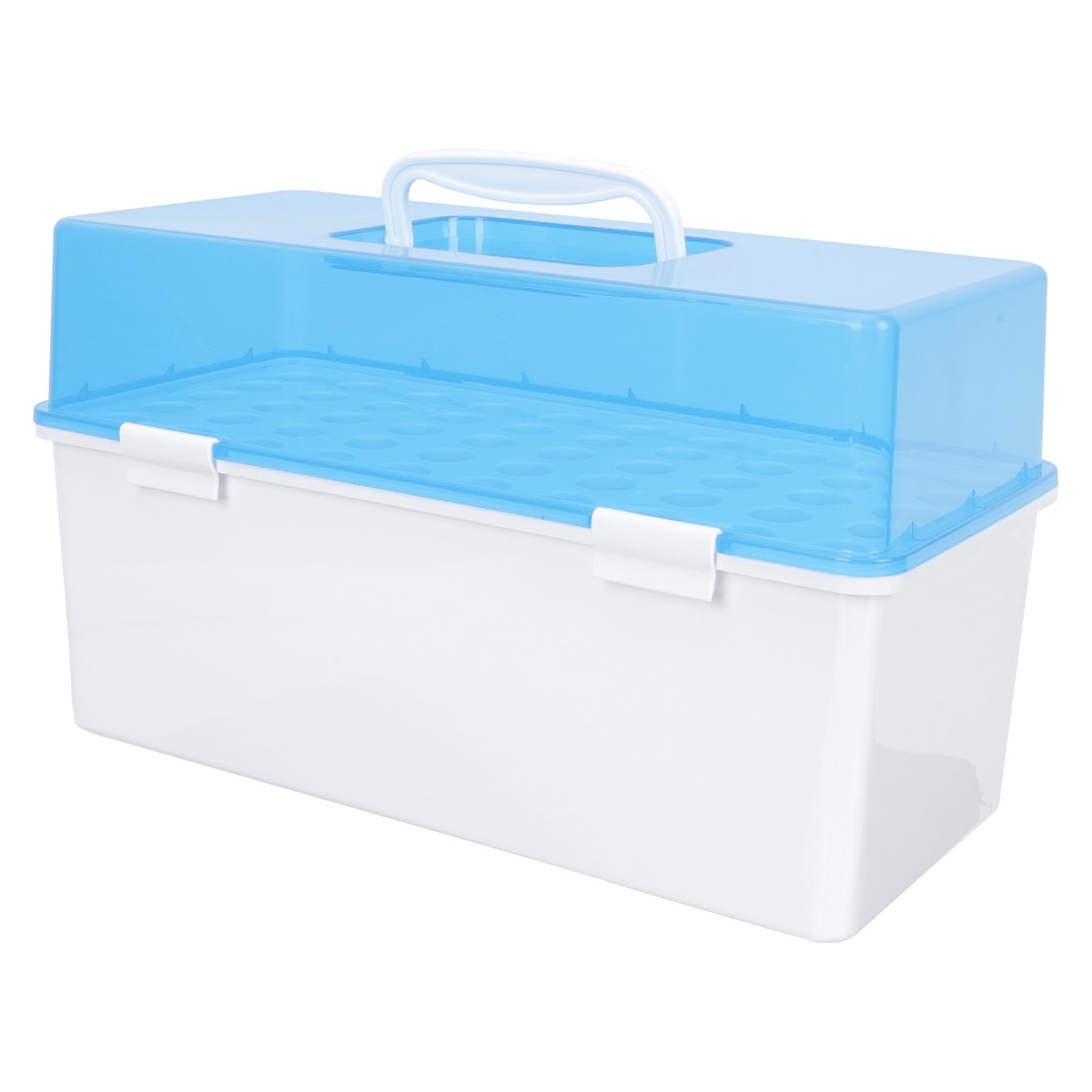 Porta Provette Angoli Arrotondati in Plastica Blu 50 Fori Scatola di Stoccaggio Sicura e Resistente per Uso Laboratoristico e Clinico