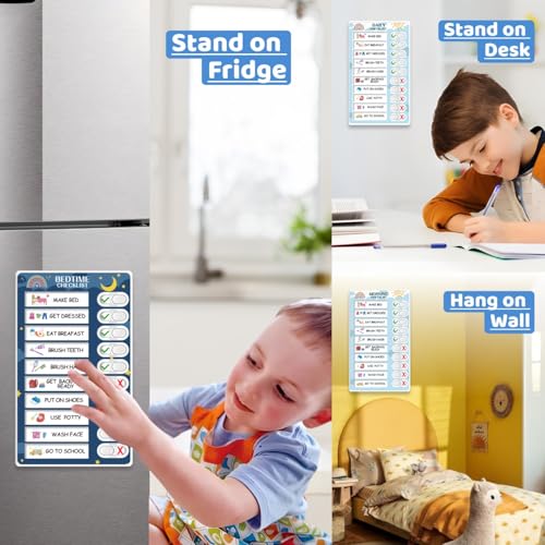 Image of Upgraded Slider 3 in 1 Bedtime /Morning /Daily Routine Chart for Kids, Magnetic Chore Chart for Kids, Visual Schedule for Kids Toddlers Schedule Board for Home