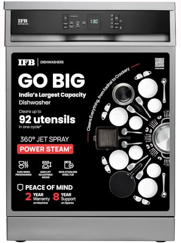 IFB 15 Place Freestanding Dishwasher with DeepClean® Technology, 3rd Cutlery Tray, 70°C Hot Water Wash, Turbo Drying, Anti-Bacterial Filter, Perfect for...