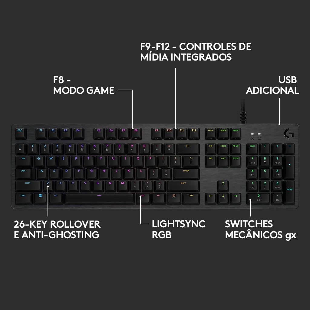 Image secondaire de Clavier Gaming Mécanique Logitech G512 RGB - Touches Rétroéclairées et Personnalisables