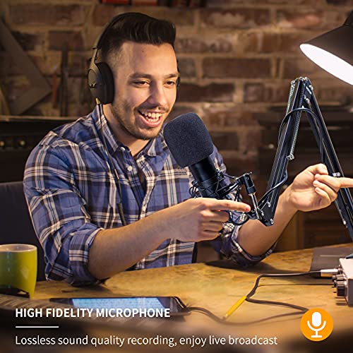 PC Mikrofon, USB Mikrofon Kit 192kHZ/24bit Professionelles Lärmminderung, Gaming Mikrofon mit Ständer und Pop-Filter für… – Bild 4