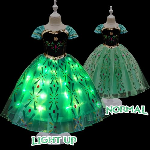 Latocos 10Pcs Light Up Frozen Anna Costume For Girls Kids Princess Dress Up Cloths For Little Girls Halloween Cosplay thumb #4