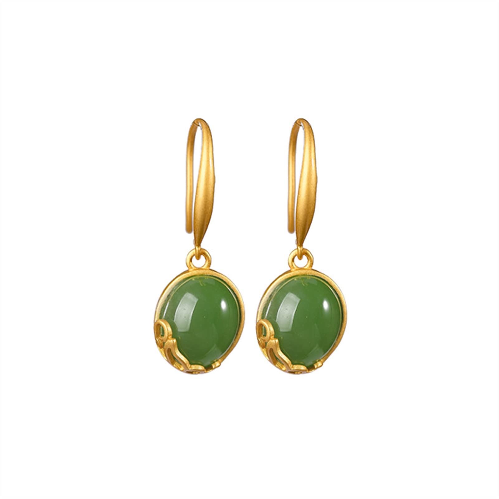 Pendientes de plata S925 chapados en oro con jade hetiano, pendientes para mujer, joyería para novia