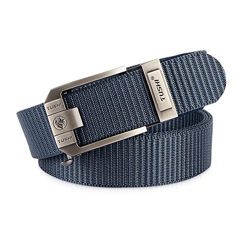Ratchet Belt Men Nylon Web Belts Automatic Slide Buckle Quick Release Fully Adjustable Work Belt Casual Outdoor