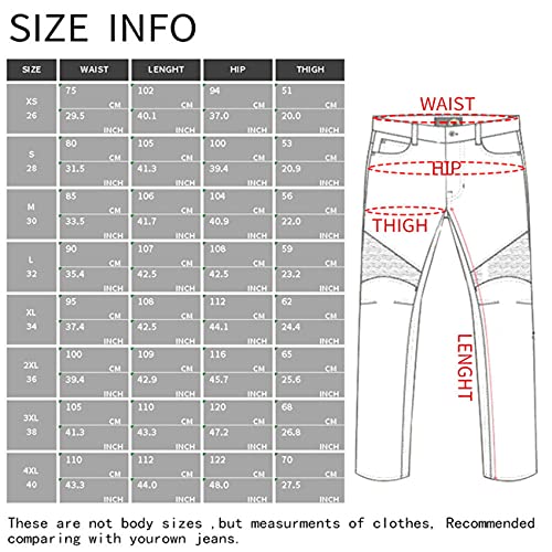 SHUOJIA Uomo Pantaloni da Moto Biker Jeans