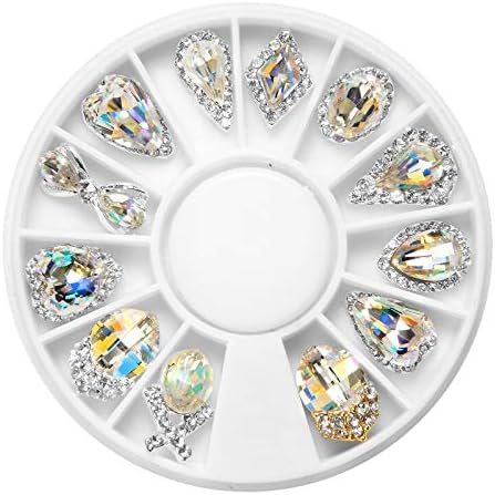 3 Boxs Wheel Rhinestones Wheel AB Nail Stone Gem Nail Tips Nail Art Decoration 3D Acrylic DIY Mixed Silver Round - (Color: 3pcs)