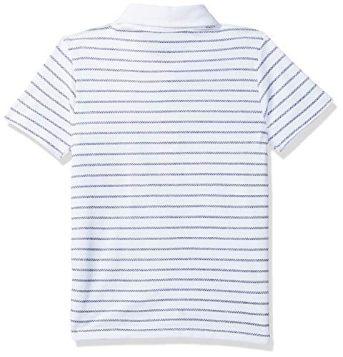 Image of miniklub Boys White Striped Polo Collar Pure Cotton T-Shirt