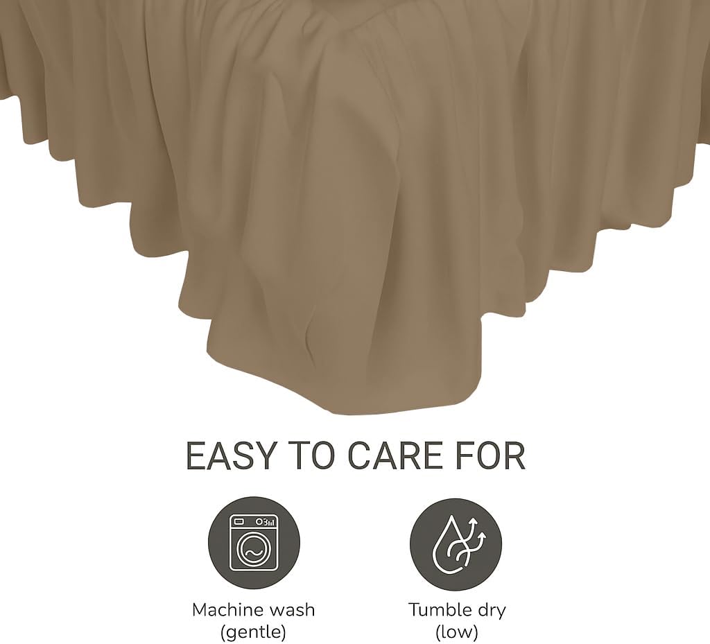 Crib Bed Skirt Dust Ruffle with Split Corners, 100% Cotton, Taupe Nursery Crib Skirt for Baby Boys or Girls, 28x52, 14" Drop, Toddler Bed Skirt, Baby Bedding, Crib Sheet Skirt, Soft & Breathable