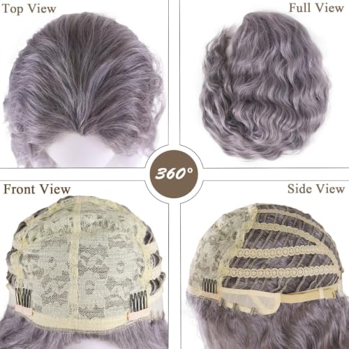 Image of GNIMEGIL 26 Inch Long Grey Wigs for Women Fluffy Hairstyles Victorian Costume Halloween Party Wig Gothic Horror Ghost Witch Cosplay