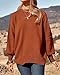 PRETTYGARDEN Women's Oversized Sweater 2025 Casual Fall Outfits Crewneck Long Sleeve Side Slit Chunky Knit Pullover Tops(Caramel,Large)