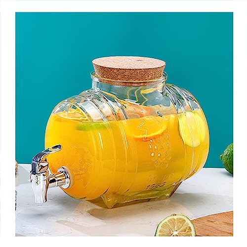 Image of Glass Beverage Dispenser with Handle & Tap - Large Mason Jar Style Drink Dispenser for Juice, Lemonade, Infused Water and Cocktails