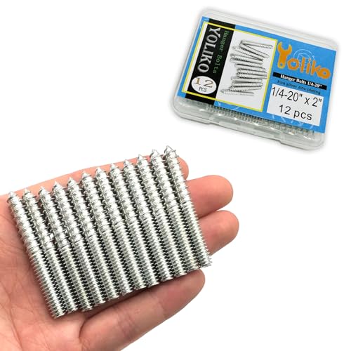 Image of 12 Pack 1 /4-20 x 2 Inch Silver Hanger Bolts 1 /4-20 inch Double Headed Bolts 1 /4 Wood Dowel Screw Self-Tapping Screw Hanger Bolts for Furniture Screws Double Screw Threaded Rods Bolt 50mm Length