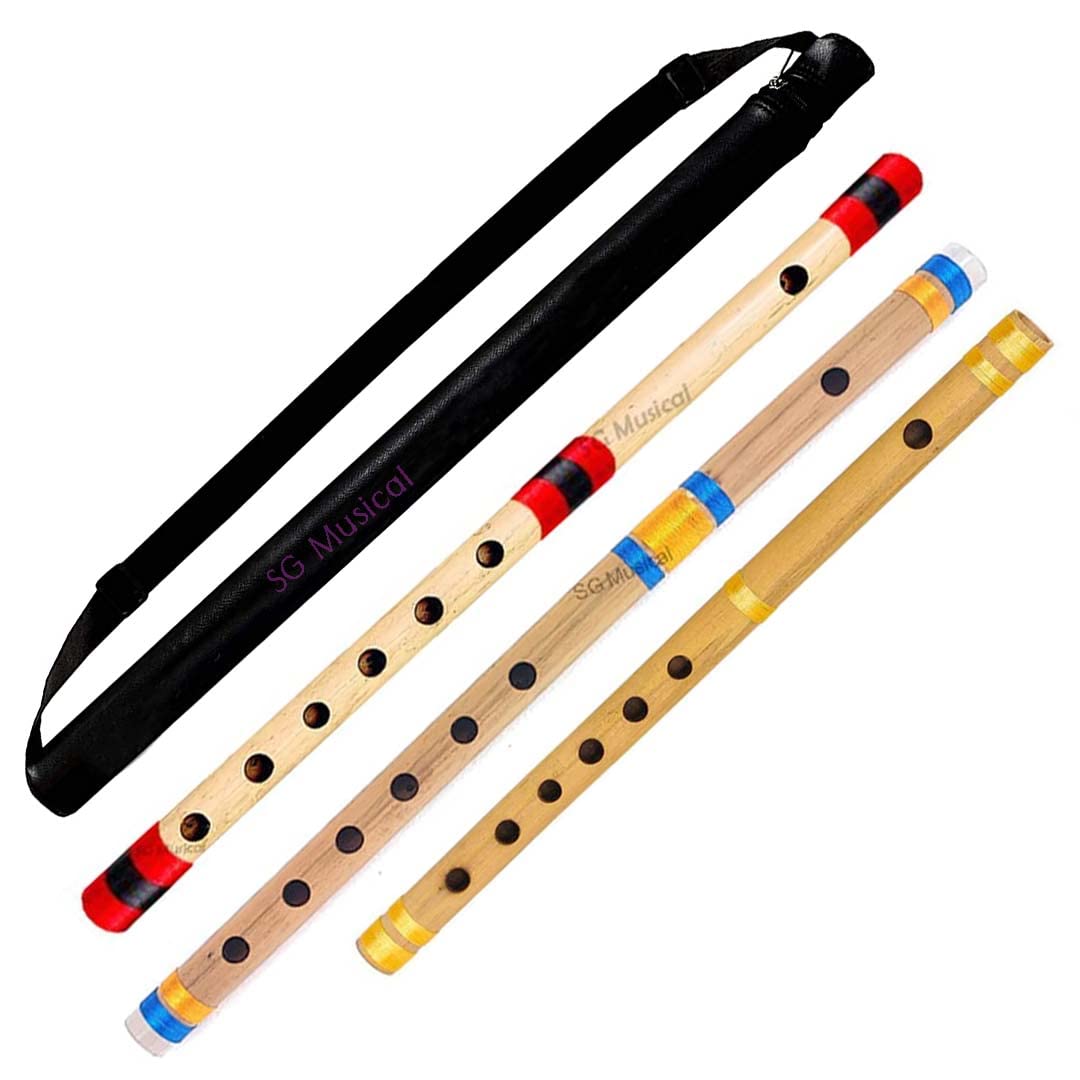 SG MUSICAL Professional Flutes B Medium, C Medium, G Medium Right Hand Bansuri Size With Free Carry Cover-picture-13