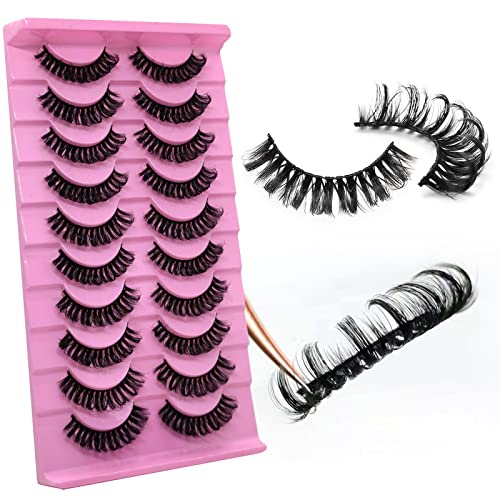 10Pairs 3d Russian Strip Lashes, DD Curl Lash Strips, Natural False Lashes Mink, Fluffy Eyelashes Mink, Faux Mink Eyelashes Natural Look, Natural Wispies Mink Eyelashes, Wispy Fake Lashes(s16)