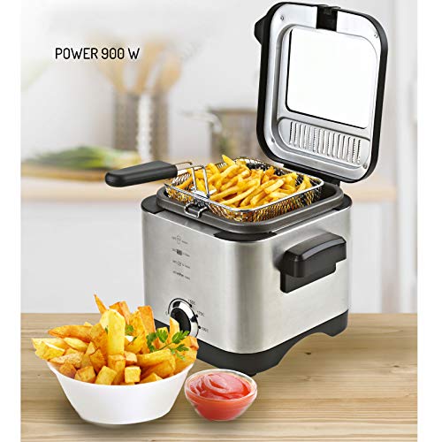 Smartweb Friteuse 1,5 Liter, Mini Fritteuse zum Frittieren von Pommes mit Öl oder Fett, 900 W Leistung mit… – Bild 3