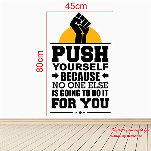 Image of StickMe 'Push Yourself - Office - Inspirational - Motivational - Quotes - Wall Sticker ' -SM642 (Multi Colour, Vinyl - 80cm X 45 cm)