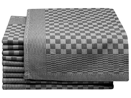 ZOLLNER Lot de 10 torchons en Coton de 46x70 cm - Super absorbants et Robustes - lavables jusqu'à 60°C - à Carreaux Noir - qualité gastronomique -...