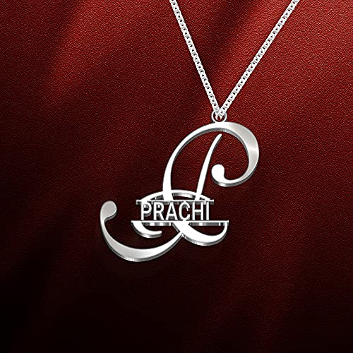 Image of Prachi Cursive Gold & Silver Name Pendant Necklace, Best Jewelry Gift for Girls.