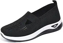 Tênis De Caminhada Feminino Ortopédico De Malha Tênis De corrida Esportivo Atlético Sapatilhas sem cadarço Confortável Respirável