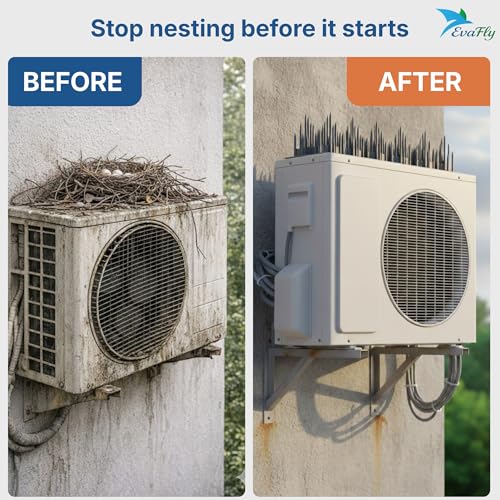 Image of Evafly Birds Spike for Pigeon | Pack 80 Strong Uv Treated Unbreakable Spikes| Uses at AC Cabinate Windows Railing- Grey (Cover 10 Feet)