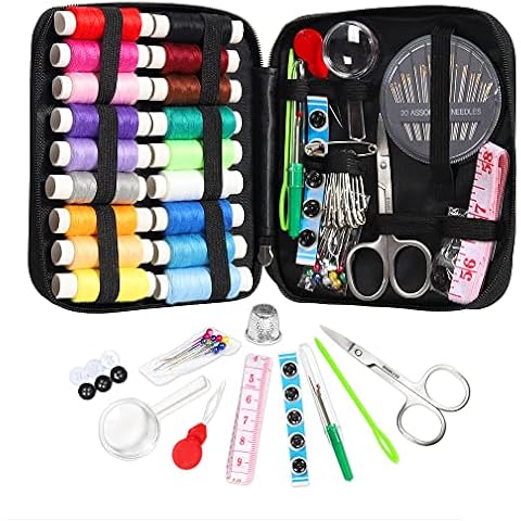 LEUOSO Sewing Kit, 86 DIY Premium Sewing Supplies, Mini Sewing Set, Portable Emergency Repair Kit Case Bag, Travel Needle and Thread Accessories for Adults, Beginners Cover