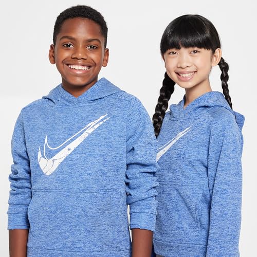 Nike Multi Stain Repel Big Kids' Therma-FIT Hoodie (HF4414-480, Game Royal/University Blue/Heather/White)3